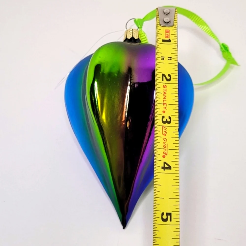 Beautiful Blue Green Purple Iridescent Teardrop Glass Ornament Pier 1 Imports 5